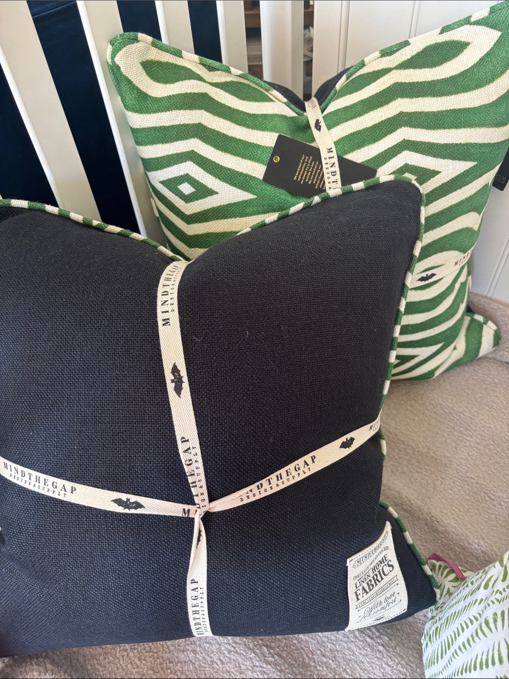 MINDTHEGAP Design & Supply Green & Cream Geometric Throw Pillow - Picture 4 of 7